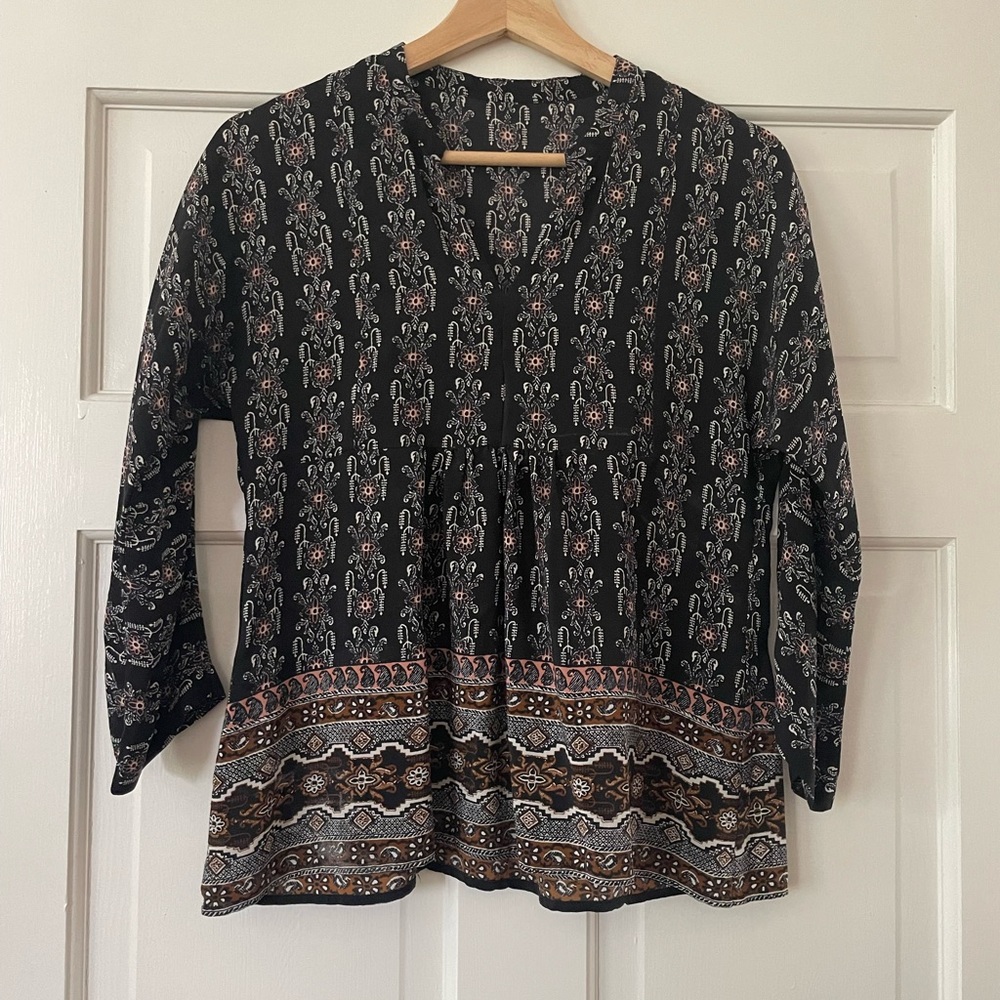 Madewell Black Patterned Blouse - image 2